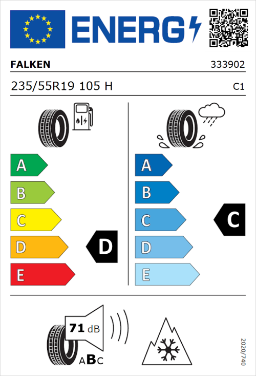 Tyre Label for Falken Wildpeak A/T AT3WA 235/55R19 105H