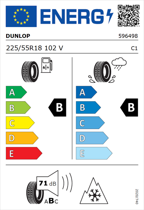 Tyre Label for Dunlop All Season 2 225/55R18 102V